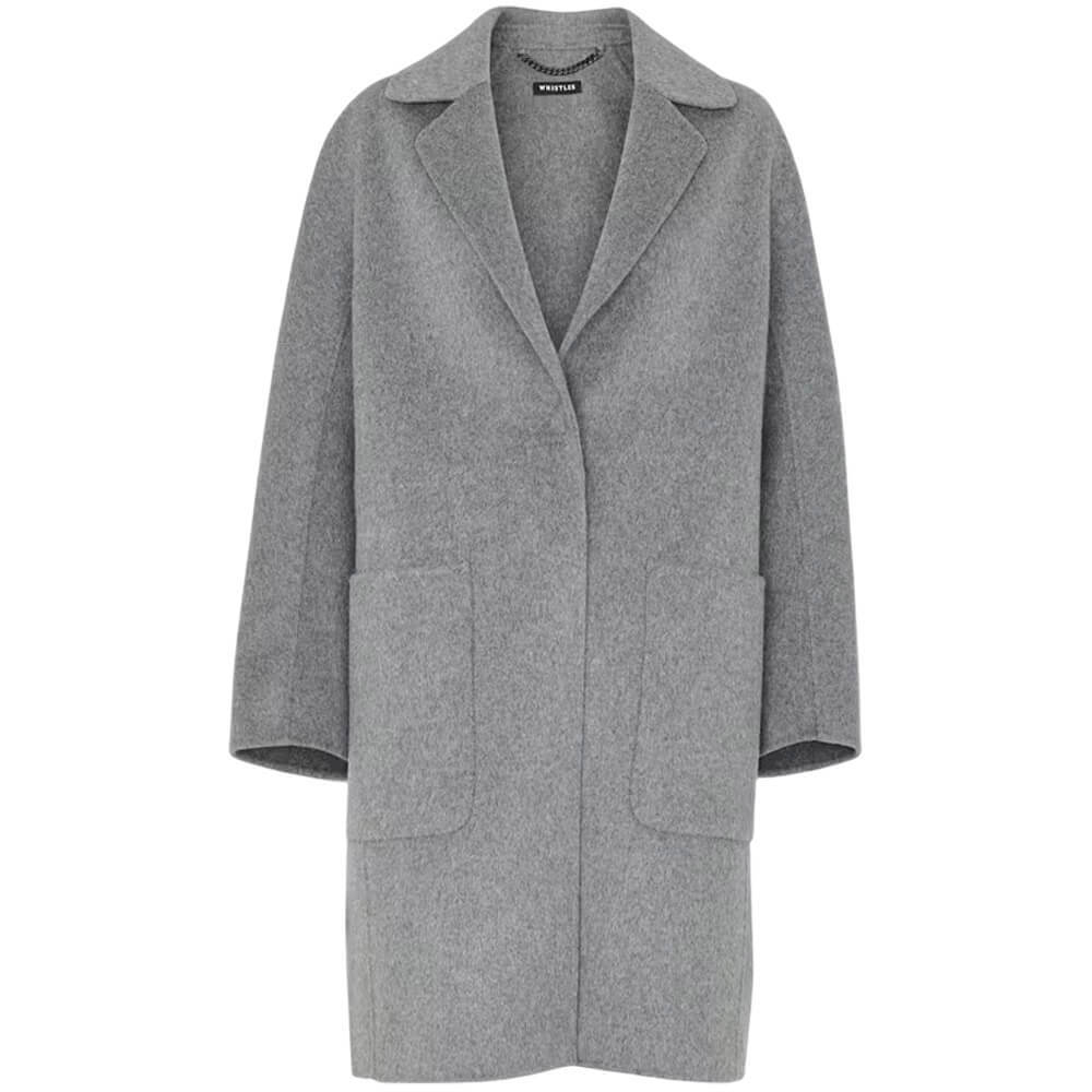 Whistles Grey Cassie Double Face Pocket Coat